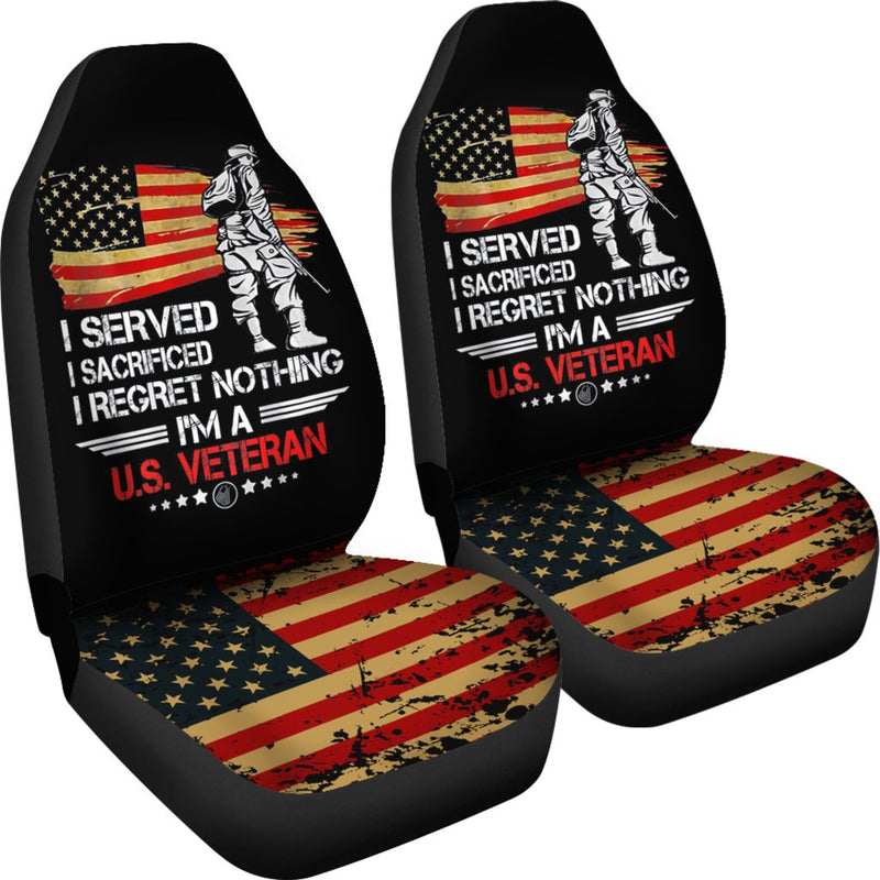 Best Us Proud Army Veteran Gifts I'M A U.S Veteran American Flag Premium Custom Car Seat Covers Decor Protector Nearkii