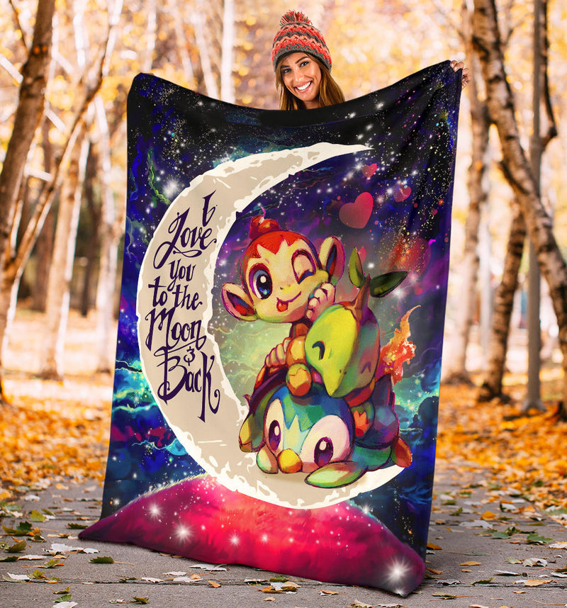 Piplup Turtwig And Chimchar Gen 4 Love You To The Moon Galaxy Blanket Nearkii