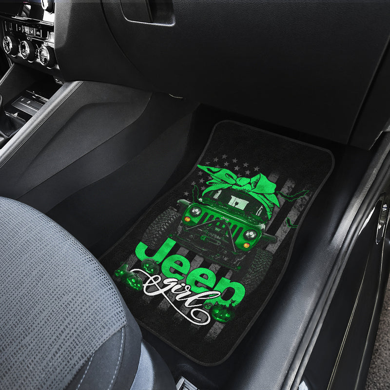 Halloween American Flag Dark Green Jeep Girl Car Floor Mats Car Accessories Nearkii