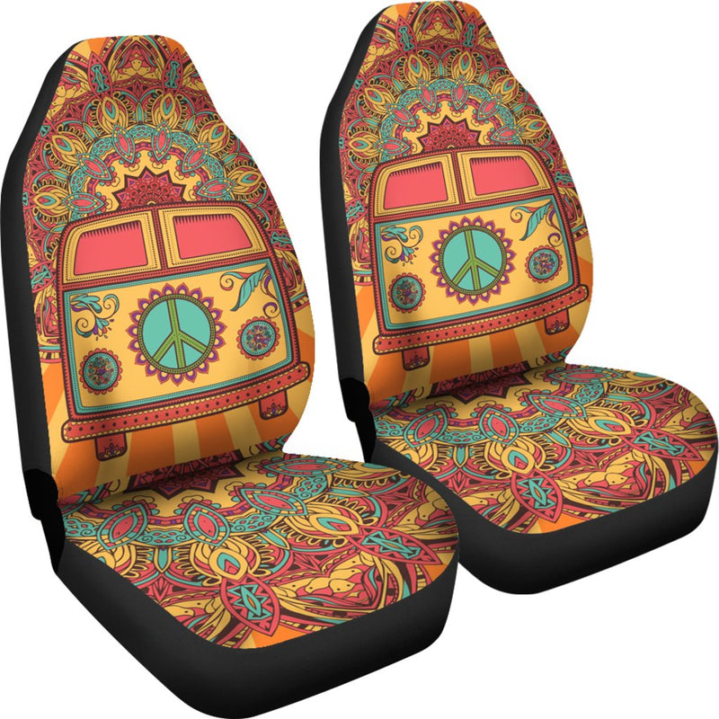 Best New Hippie Vintage Car A Mini Van Premium Custom Car Seat Covers Decor Protector Nearkii