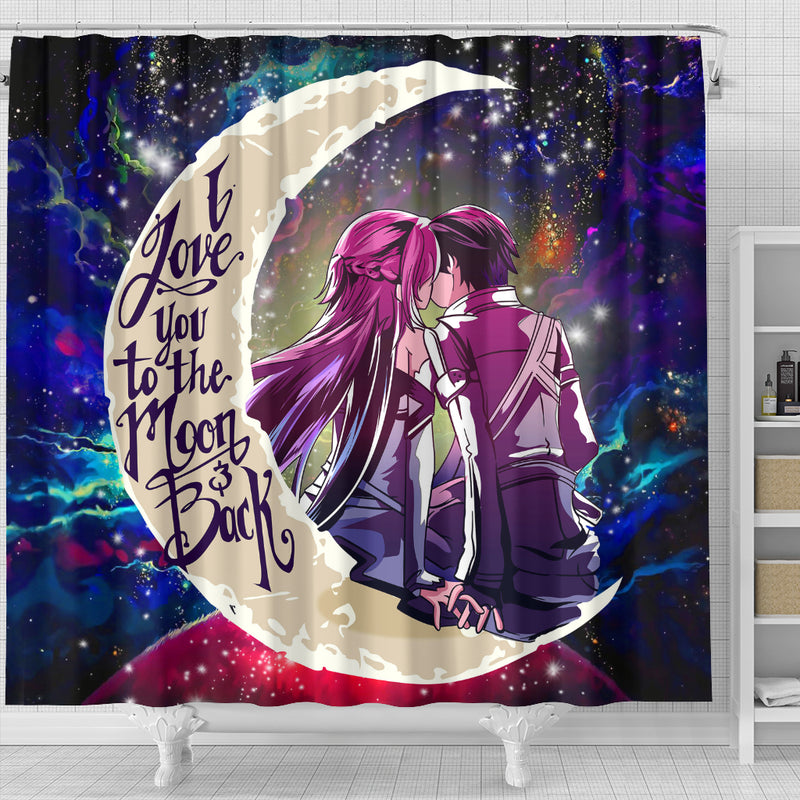 Sao Sword Art Online Asuna Kirito Love You To The Moon Galaxy Shower Curtain Nearkii