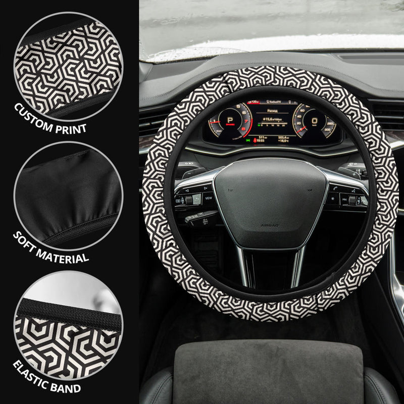 Black White Hypnotic Premium Car Steering Wheel Cover Nearkii