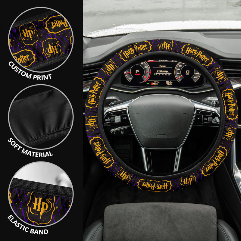 Harry Potter Farbic Purple Yellow Pattern Premium Car Steering Wheel Cover Nearkii