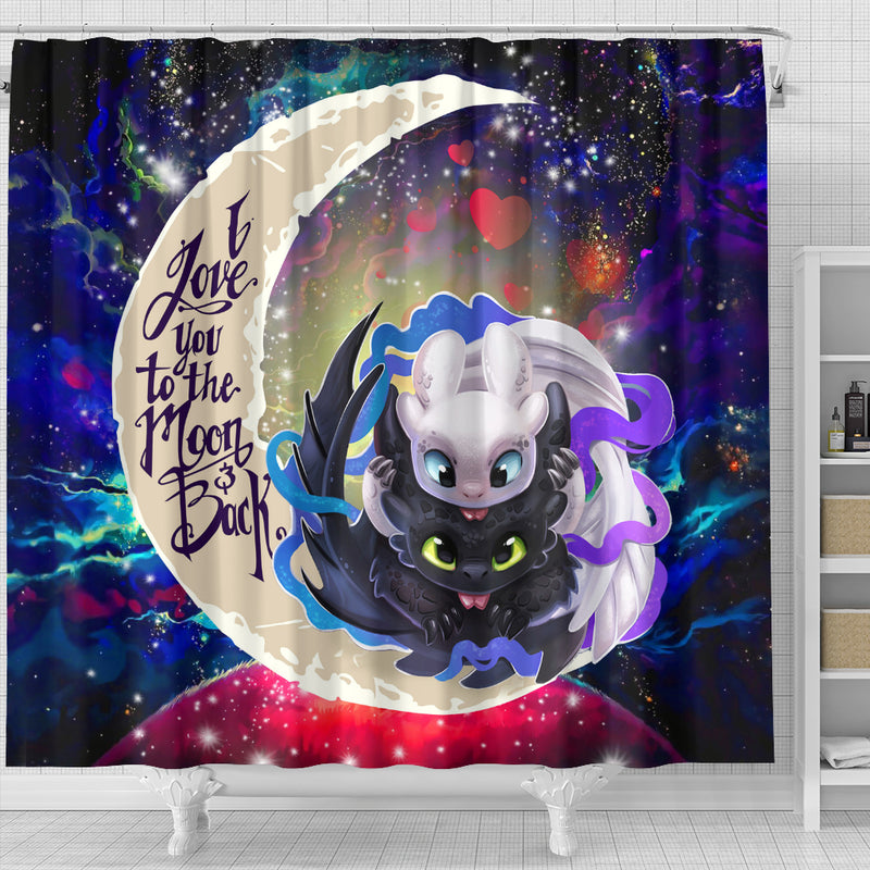 Toothless And Light Fury How To Train Your Dragon Love You To The Moon Galaxy Shower Curtain Nearkii