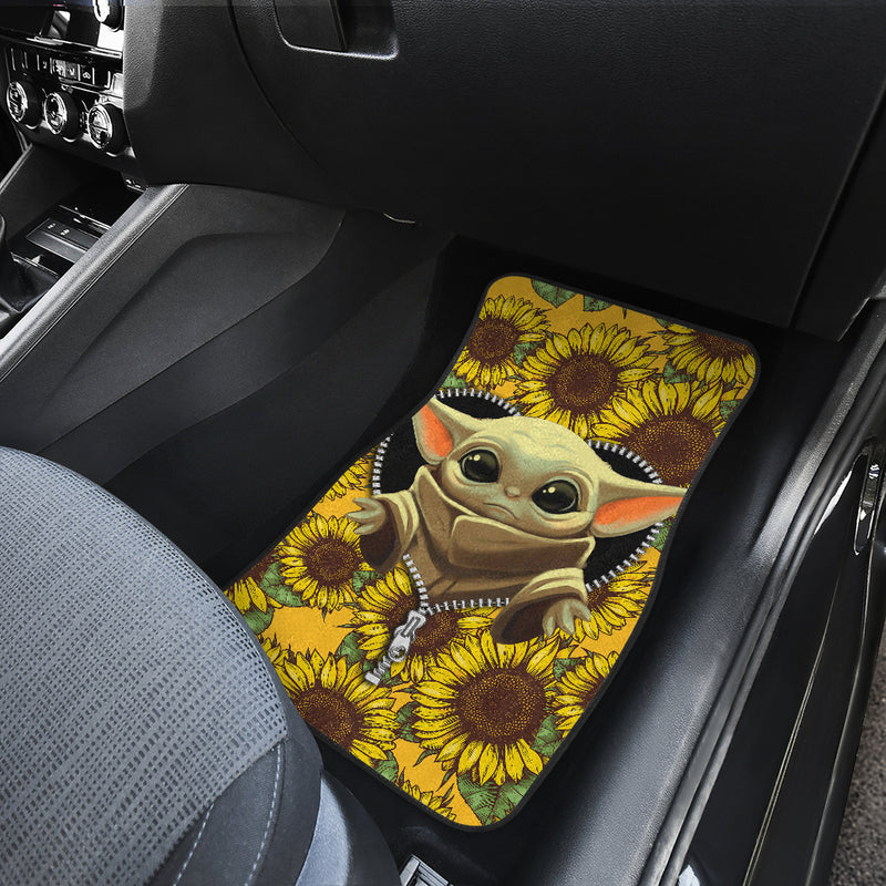 Baby Yoda Zipper Sunflower Car Floor Mats Car Accessories Nearkii