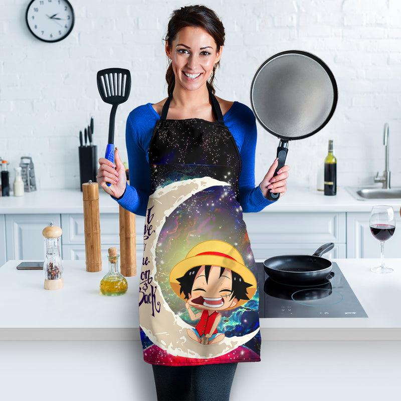 Luffy One Piece Love You To The Moon Galaxy Custom Apron Best Gift For Anyone Who Loves Cooking