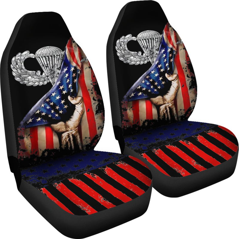 Best Airborne Wings Us Flag Pull Back Military Paratrooper Premium Custom Car Seat Covers Decor Protector Nearkii