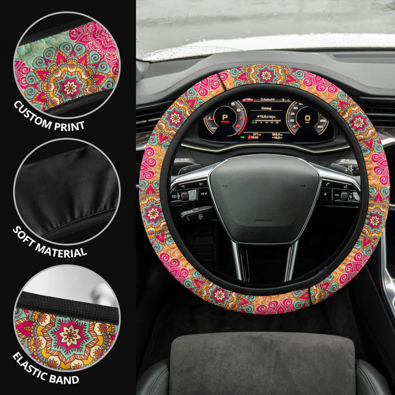 Mandalas Pattern Premium Car Steering Wheel Cover Nearkii