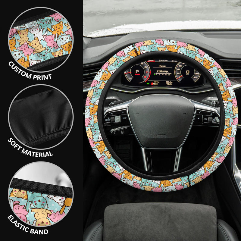 Kaiwai Cat Cute Premium Car Steering Wheel Cover Nearkii