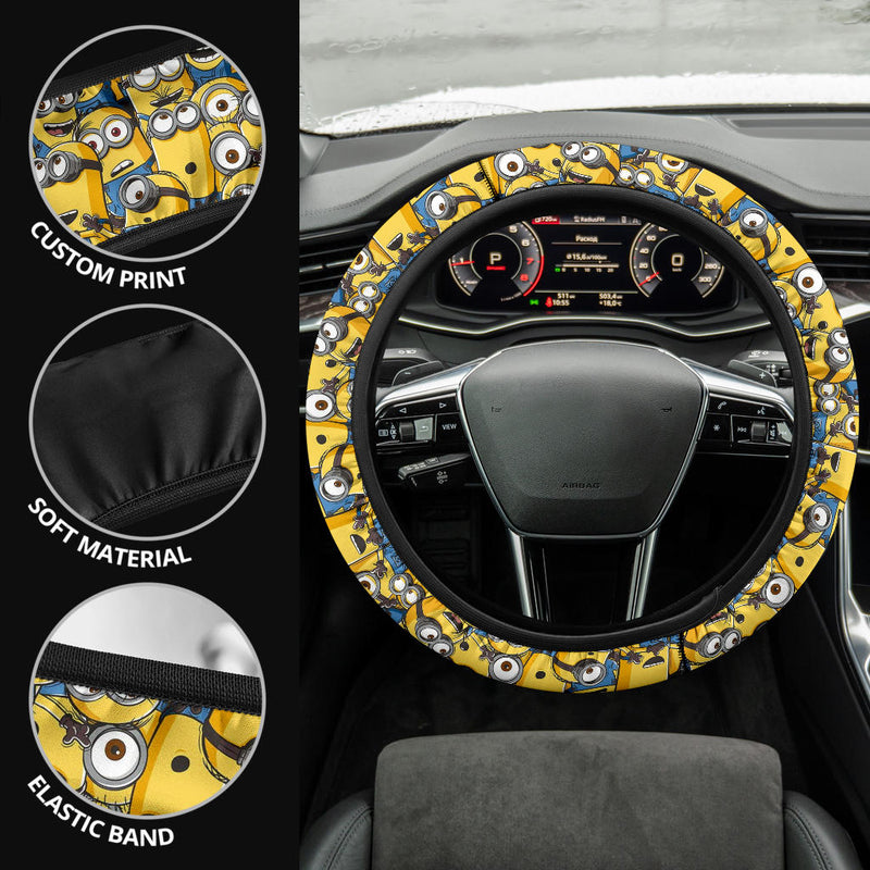 Minions Funny Premium Car Steering Wheel Cover Nearkii
