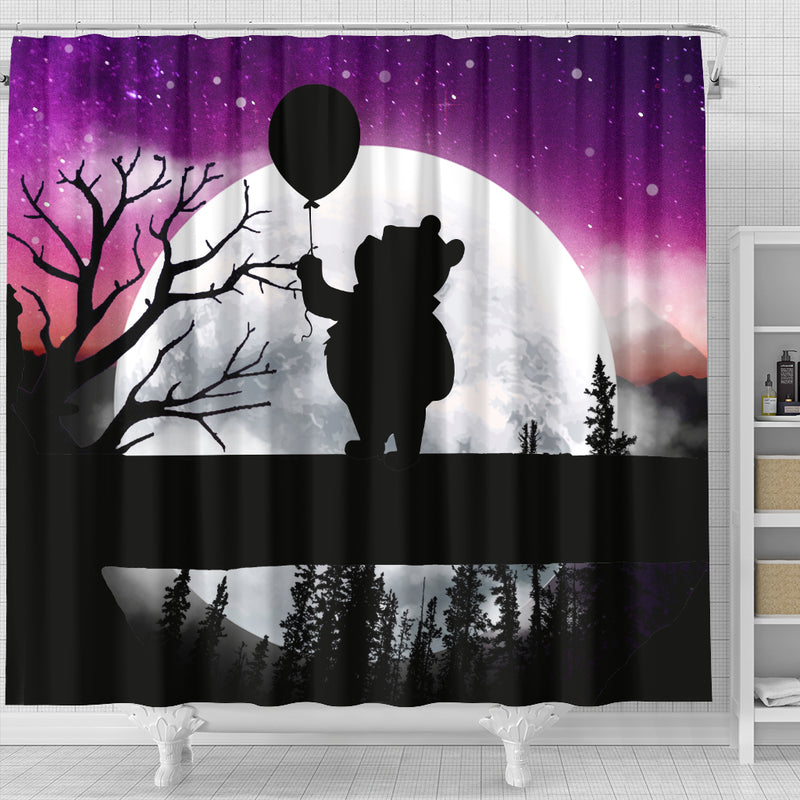 Winnie The Pooh Moon Night Shower Curtain Nearkii