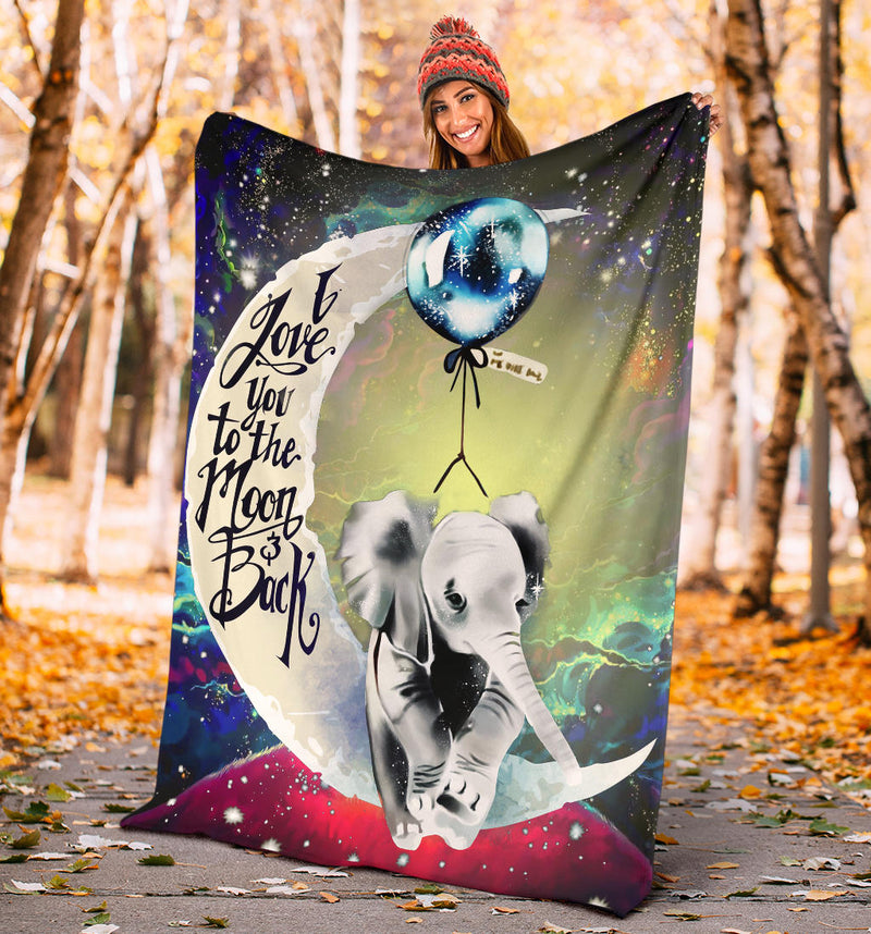 Elephant Love You To The Moon Galaxy Premium Blanket Nearkii