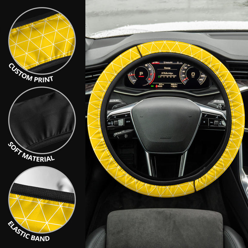 Yellow Triangle Caro Premium Car Steering Wheel Cover Nearkii