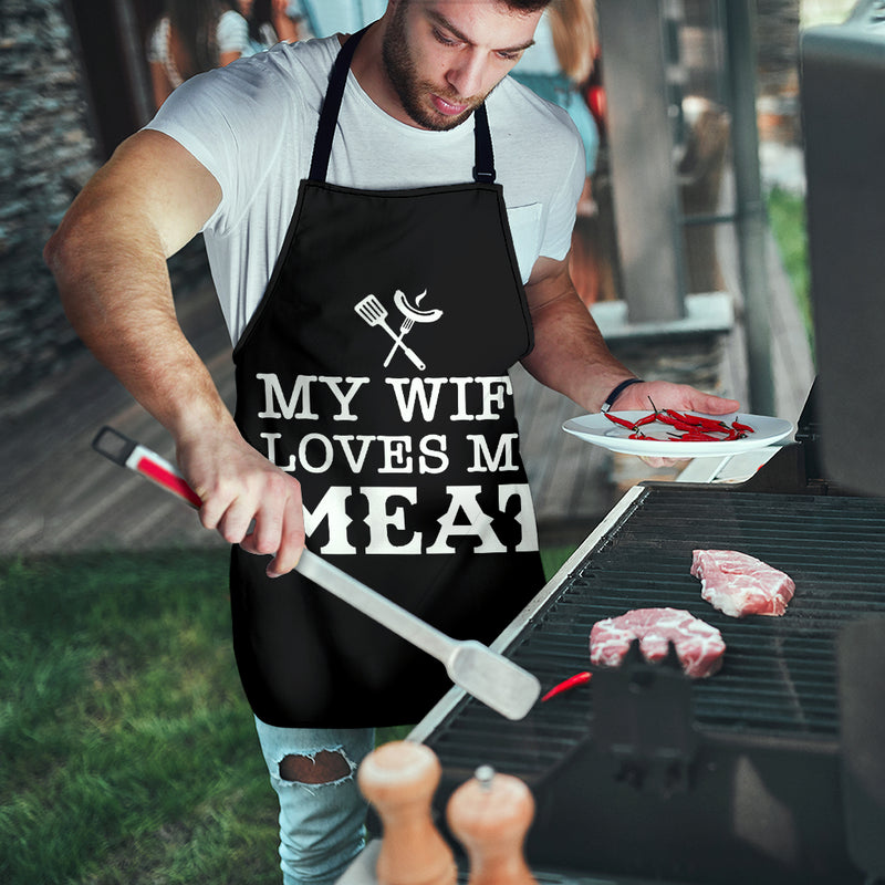 My Wife Loves My Meat Funny Kitchen BBQ Custom Apron Best Gift For Anyone Who Loves Cooking Nearkii