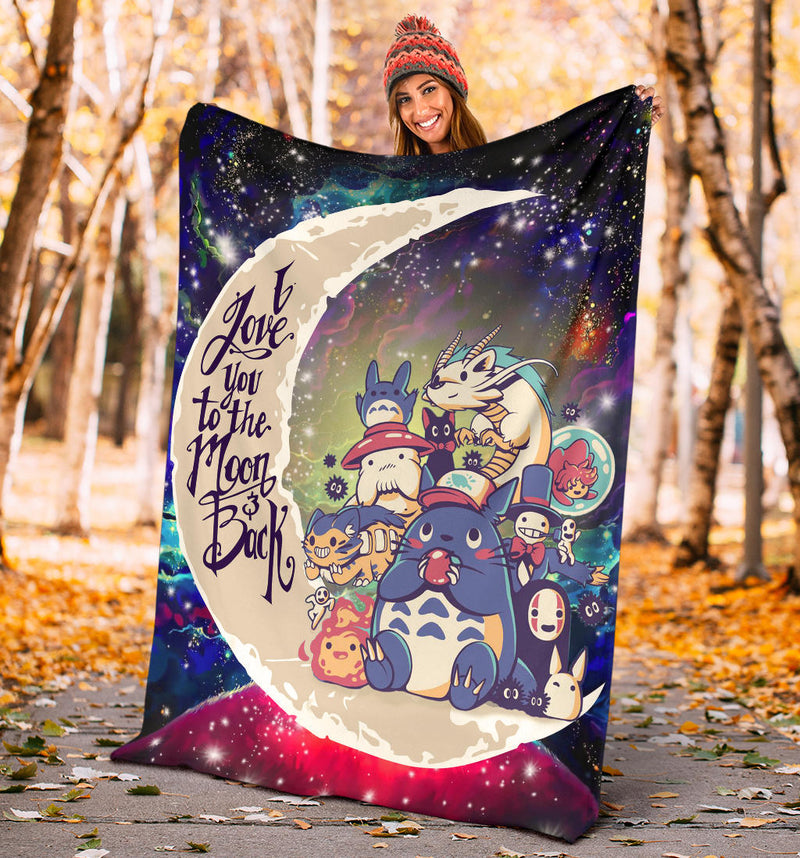 Ghibli Character Love You To The Moon Galaxy Premium Blanket Nearkii