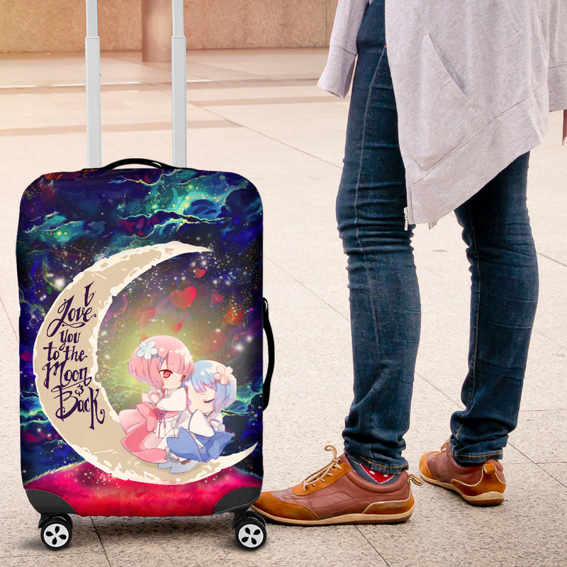 Ram And Rem Rezero Love You To The Moon Galaxy Luggage Cover Suitcase Protector Nearkii