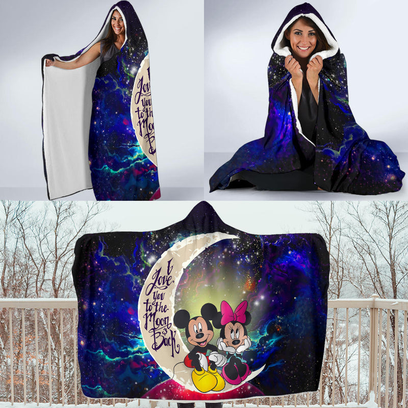 Mouse Couple Love You To The Moon Galaxy Economy Hooded Blanket Nearkii