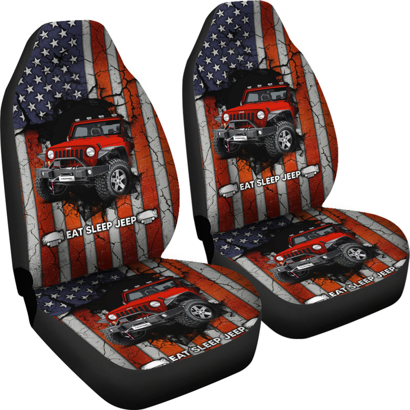 Eat Sleep Jeep Red Premium Custom Car Seat Covers Decor Protectors Nearkii