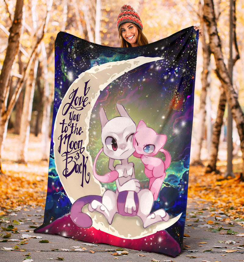 Pokemon Couple Mew Mewtwo Love You To The Moon Galaxy Premium Blanket Nearkii