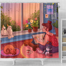 Lofi Girl Drawing Shower Curtain Nearkii