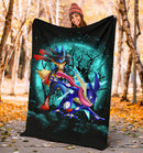 Greninja Satoshi And Mega Lucario Pokemon Moonlight Halloween Premium Blanket Nearkii