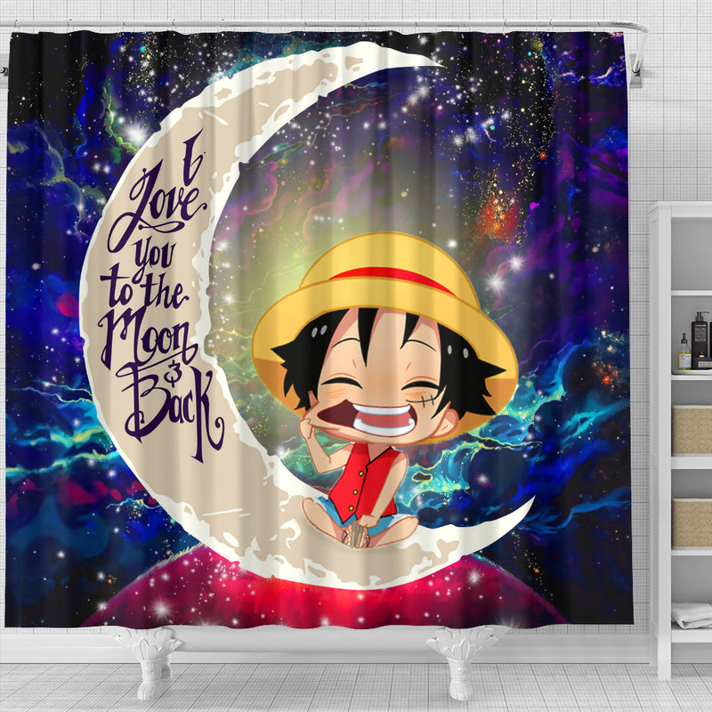 Luffy One Piece Love You To The Moon Galaxy Shower Curtain Nearkii