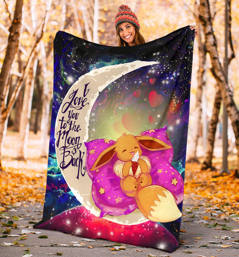 Cute Eevee Pokemon Sleep Night Love You To The Moon Galaxy Blanket Nearkii