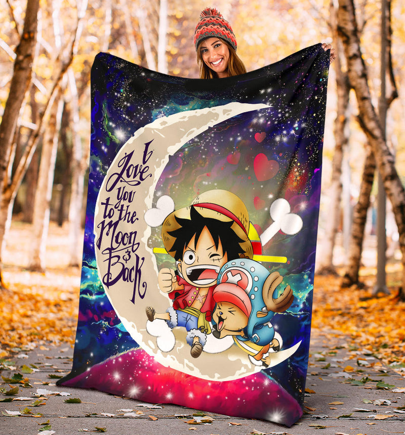 Chibi Luffy And Chopper One Piece Anime Love You To The Moon Galaxy Blanket Nearkii