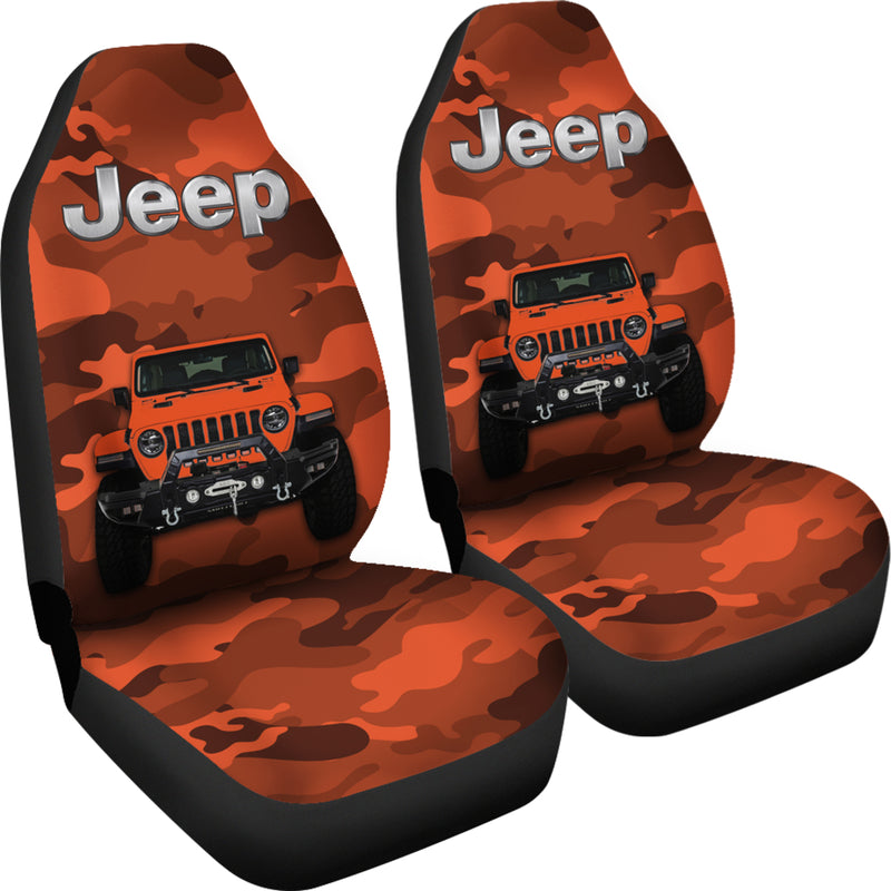 Orange Jeep Camouflage Premium Custom Car Seat Covers Decor Protectors Nearkii