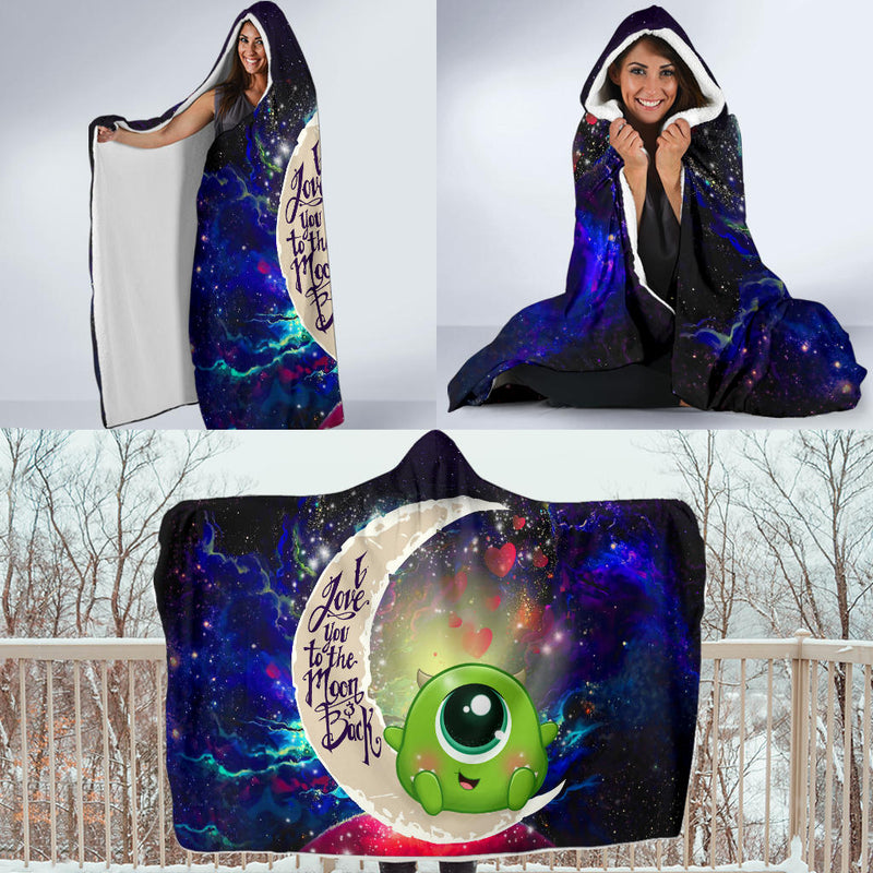 Cute Mike Monster Inc Love You To The Moon Galaxy Economy Hooded Blanket Nearkii