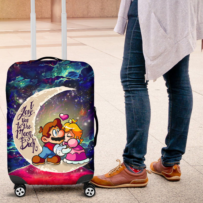 Mario Couple Love You To The Moon Galaxy Luggage Cover Suitcase Protector Nearkii