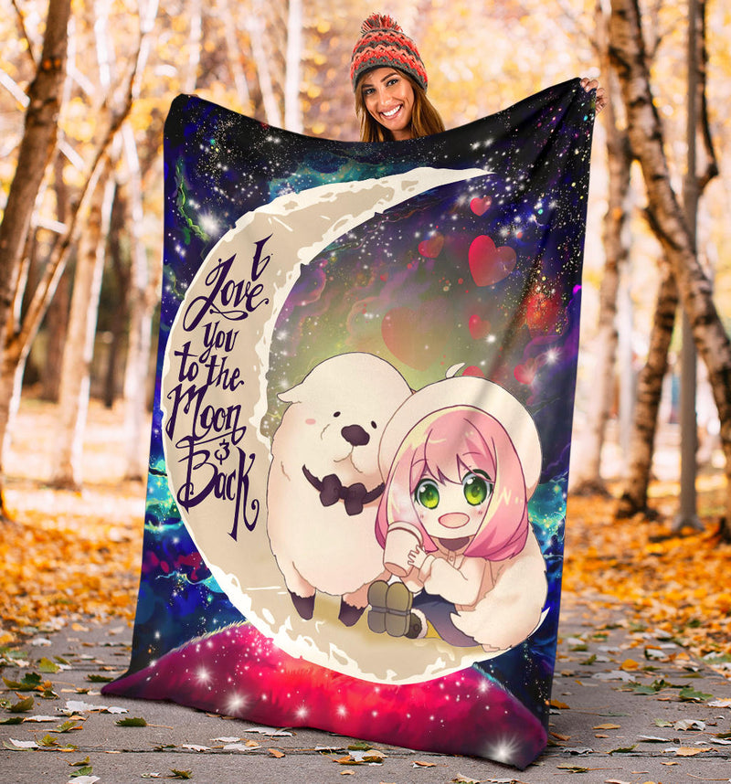 Anya Spy X Family Dog Love You To The Moon Galaxy Premium Blanket Nearkii