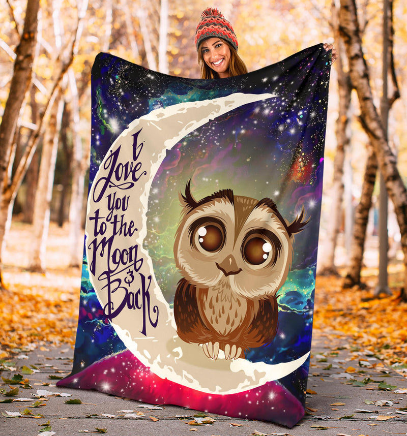 Cute Owl Love You To The Moon Galaxy Premium Blanket Nearkii