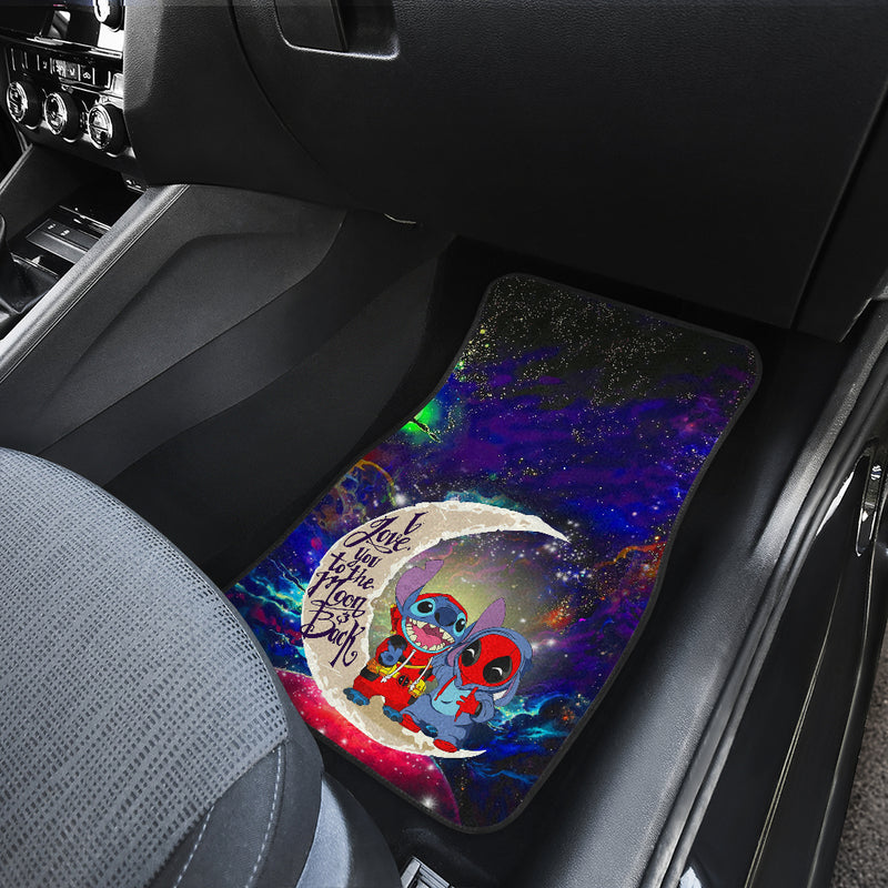 Cute Deadpool And Stitch Love You To The Moon Galaxy Car Floor Mats Car Accessories Nearkii