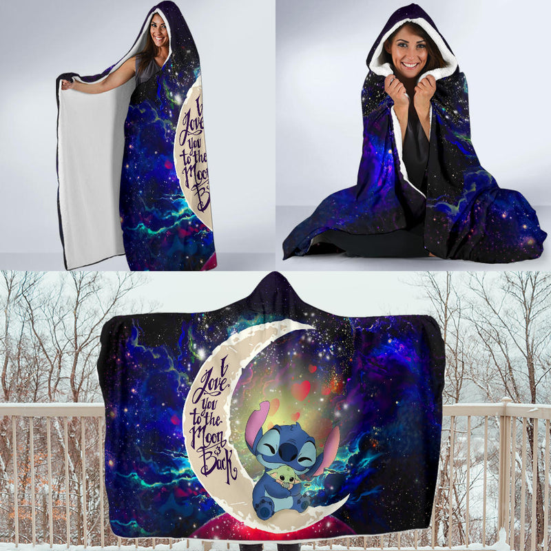 Stitch Hold Baby Yoda Love You To The Moon Galaxy Economy Hooded Blanket Nearkii