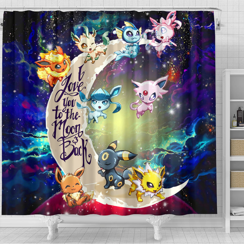 Eevee Evolution Pokemon Love You To The Moon Galaxy Shower Curtain Nearkii