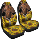Sunflower Brown Dachshund Premium Custom Car Seat Covers Decor Protector