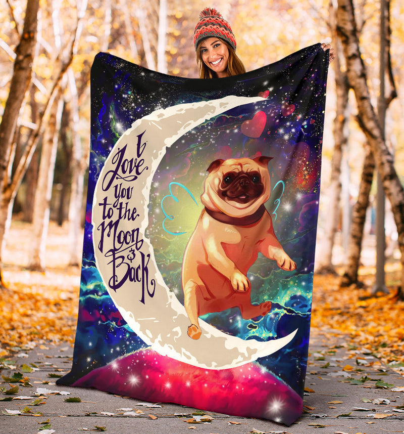 Cute Bull Dog Love You To The Moon Galaxy Blanket Nearkii