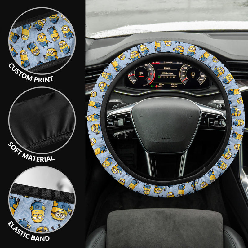 Minions Blue Premium Car Steering Wheel Cover Nearkii