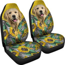 Fun Car Decor Golden Sunflower Zip Premium Custom Car Seat Covers Decor Protector