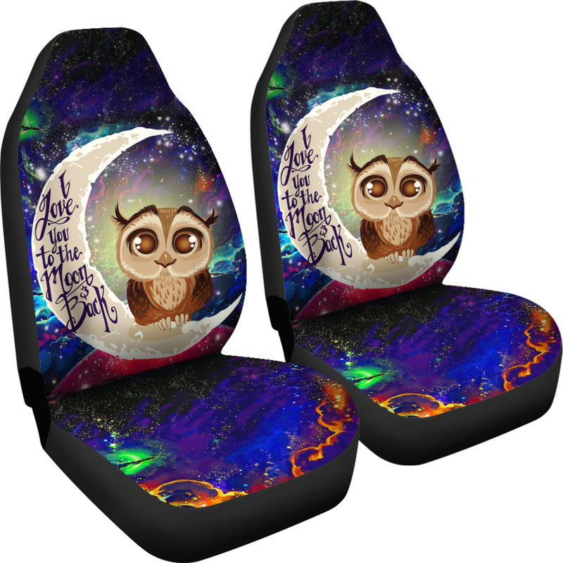 Cute Owl Love You To The Moon Galaxy Car Seat Covers