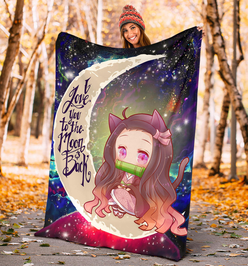 Nezuko Demon Slayer Love You To The Moon Galaxy Premium Blanket Nearkii