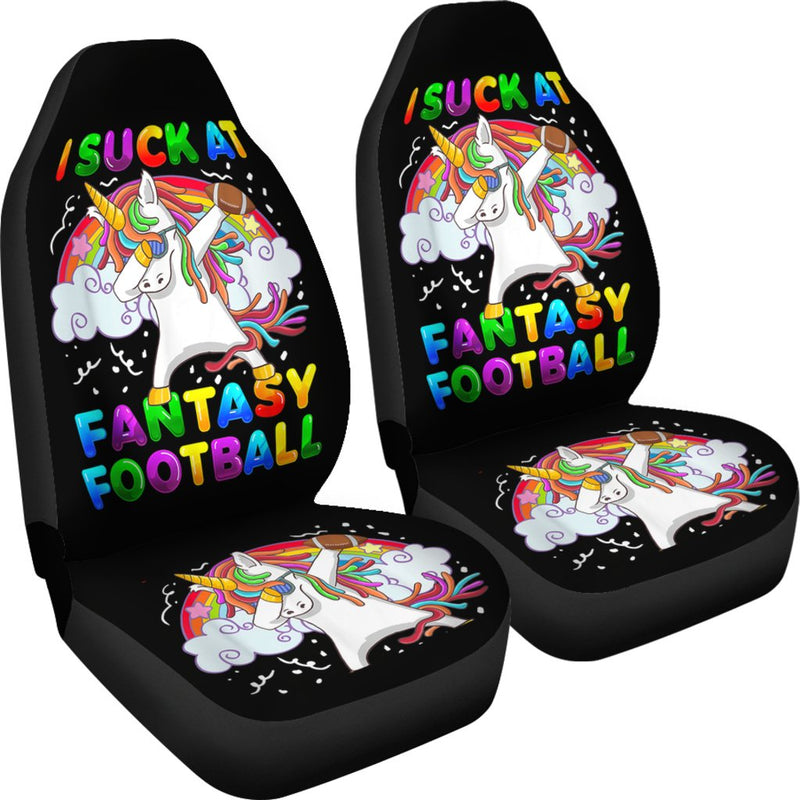 Best I Suck At Fantasy Football Dabbing Unicorn Premium Custom Car Seat Covers Decor Protector Nearkii