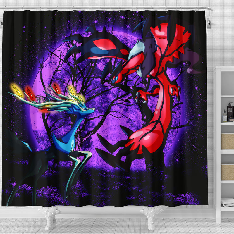 Pokemon X Y Yveltal And Xerneas Moonlight Shower Curtain Nearkii