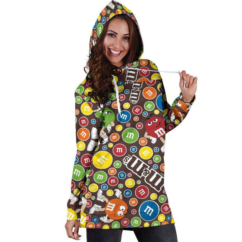 M&M Chocolate Pattern Women's Hoodie Dress