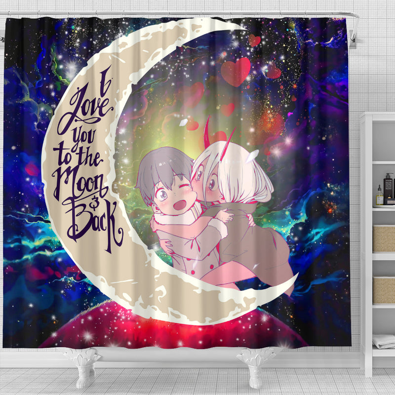Darling In The Franxx Hiro And Zero Two Love You To The Moon Galaxy Shower Curtain Nearkii