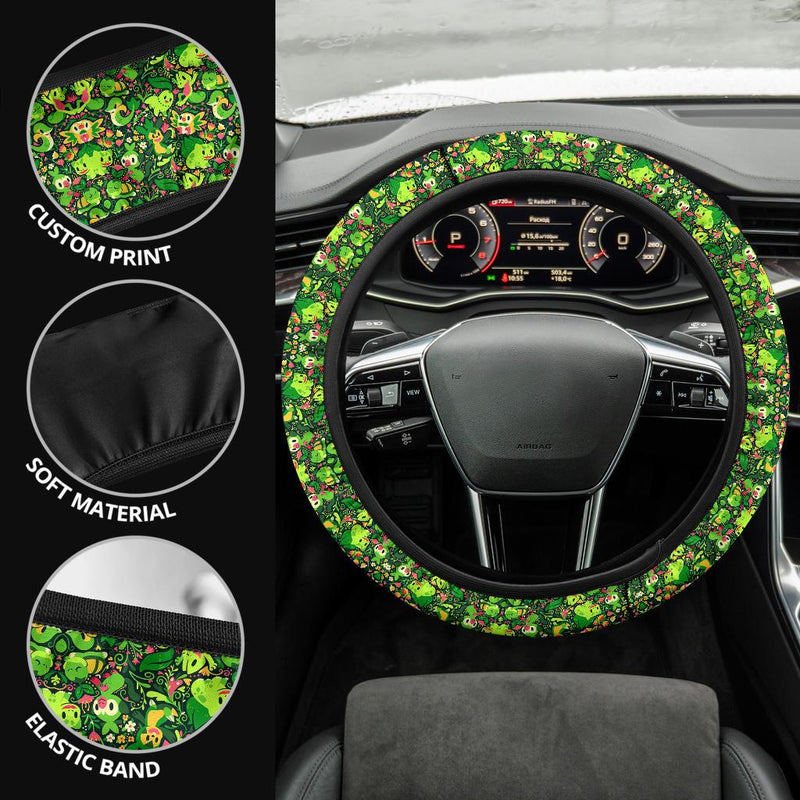 Pattern Pokemon Grass Green Car Custom Steering Wheel Cover Nearkii