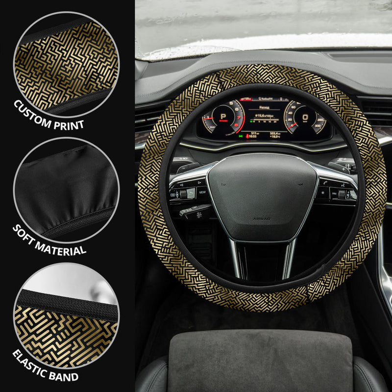 Luxury Gold Black Premium Car Steering Wheel Cover Nearkii