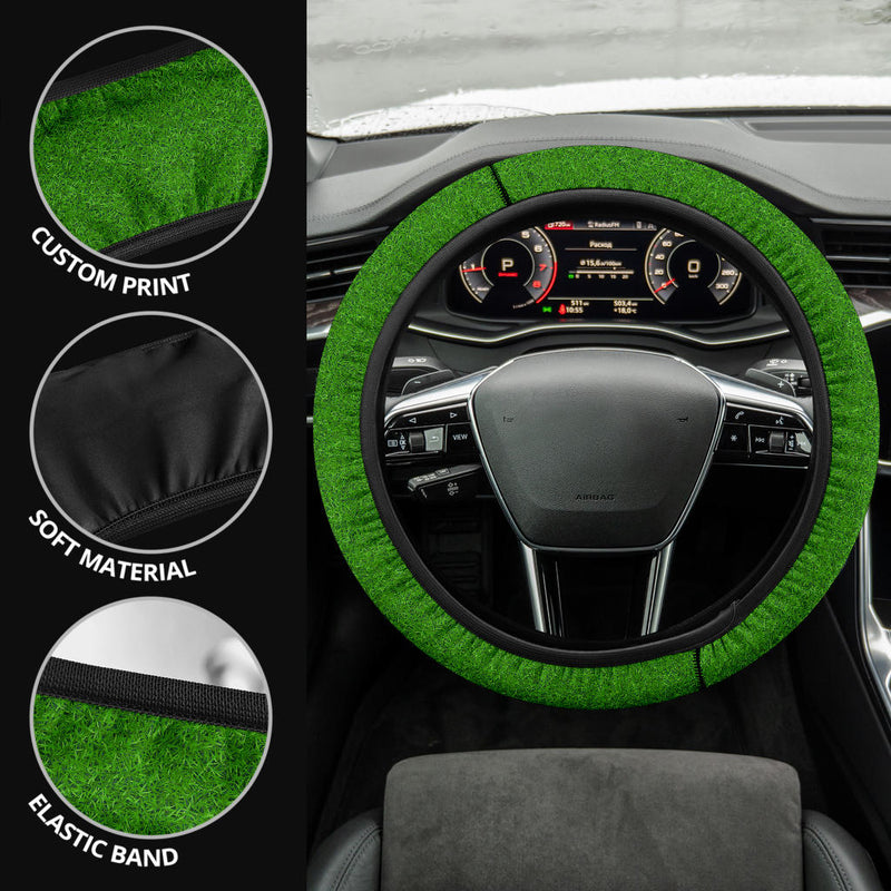 Green Grass Premium Car Steering Wheel Cover Nearkii