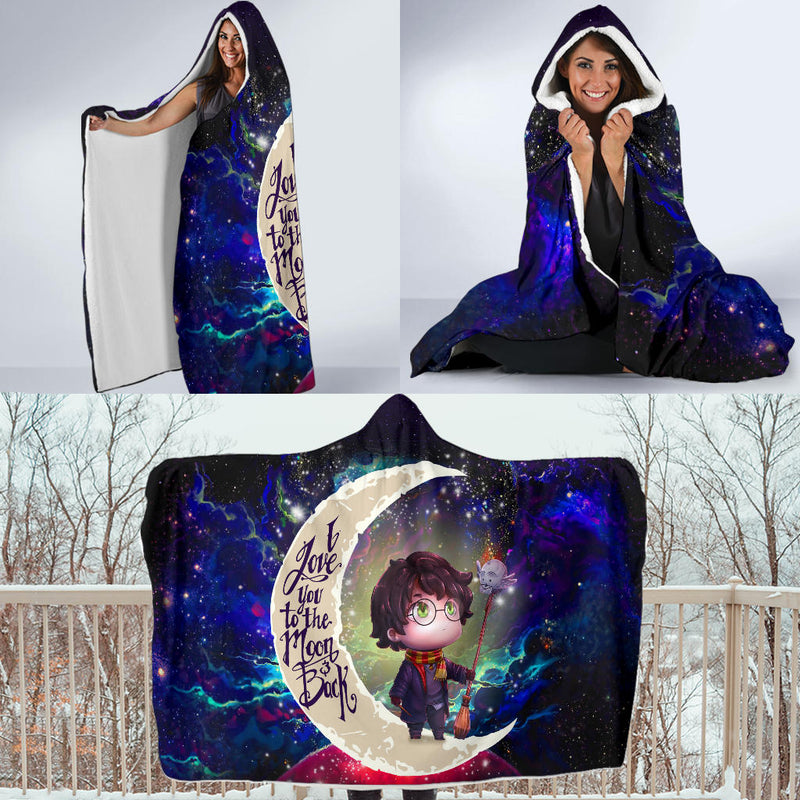 Harry Potter Chibi Love You To The Moon Galaxy Economy Hooded Blanket Nearkii